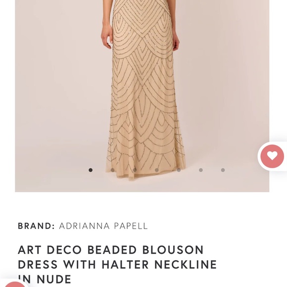 Adrianna Papell beaded halter gown. Size 10 silver/nude - Picture 6 of 7